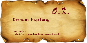 Orovan Kaplony névjegykártya